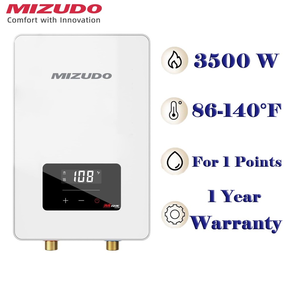 MIZUDO 3500W Tankless Water Heater Electric Instant Hot Water Heater Under Sink