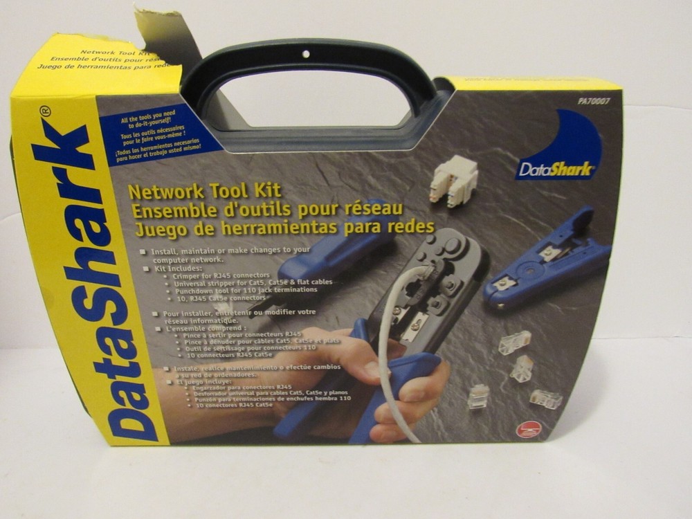 DataShark PA70007 Network Tool Kit Case Stripper Crimper RJ45 Cat5e READ