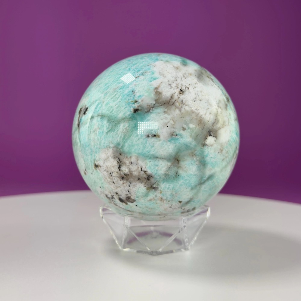 Amazonite Sphere (Includes Acrylic Stand), 1.9 Pounds