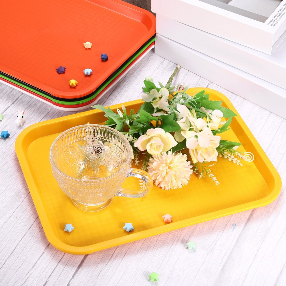 2Pcs 14" x 18" Plastic Fast Food Trays Bulk Rectangular Serving Trays, White
