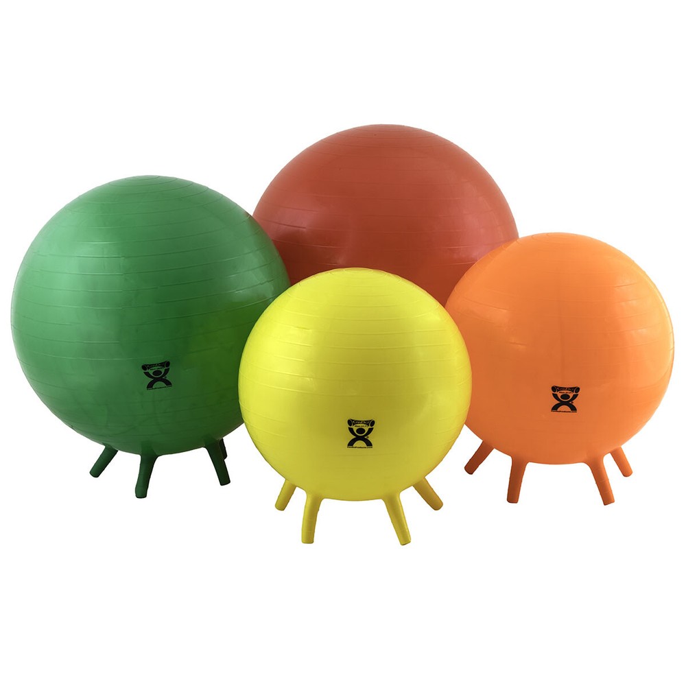 CanDo Inflatable Exercise Ball - with Stability Feet - Red - 30" (75 cm)