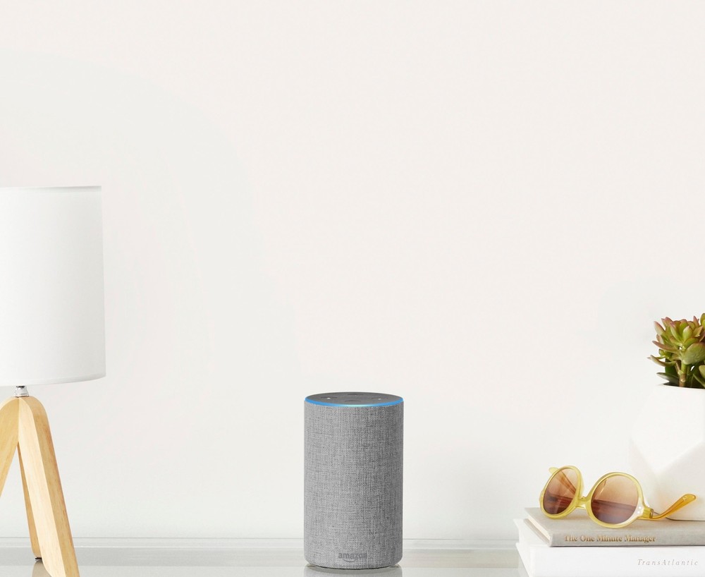 Amazon Echo 2nd Gen Smart Speaker Alexa n Dolby processing Heather Gray Fabric