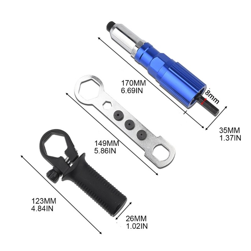 High Hardness Aluminum Casting Material Electric Rivet Gun Conversion Head Set