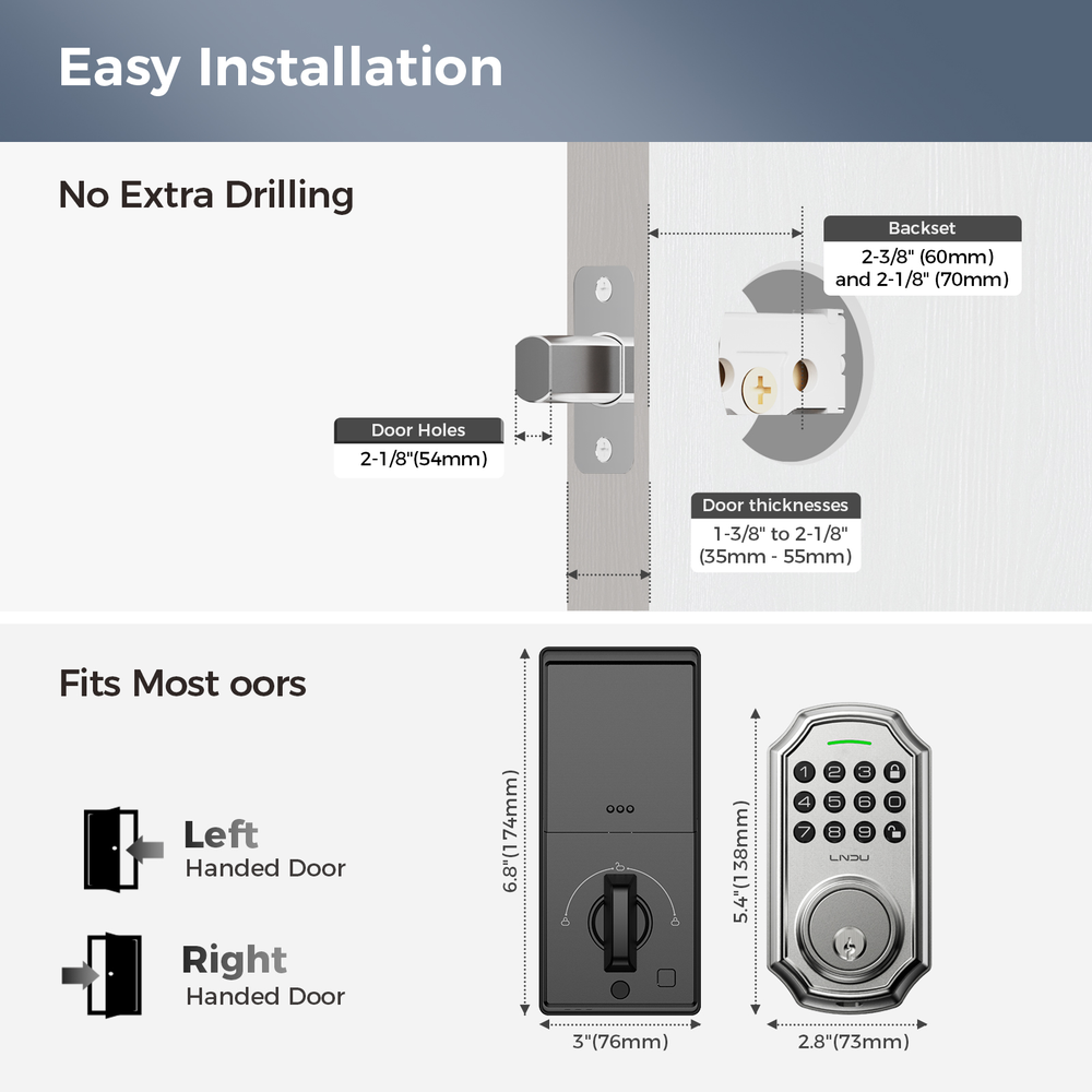 ARPHA Smart Front Door Lock Set 100Code Electronic Keypad Deadbolt Keyless Entry