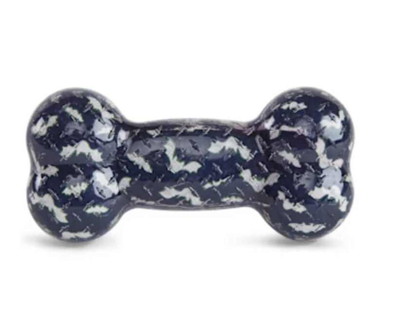 Bootique Glow Bat TPR Bone Dog Toy, Small