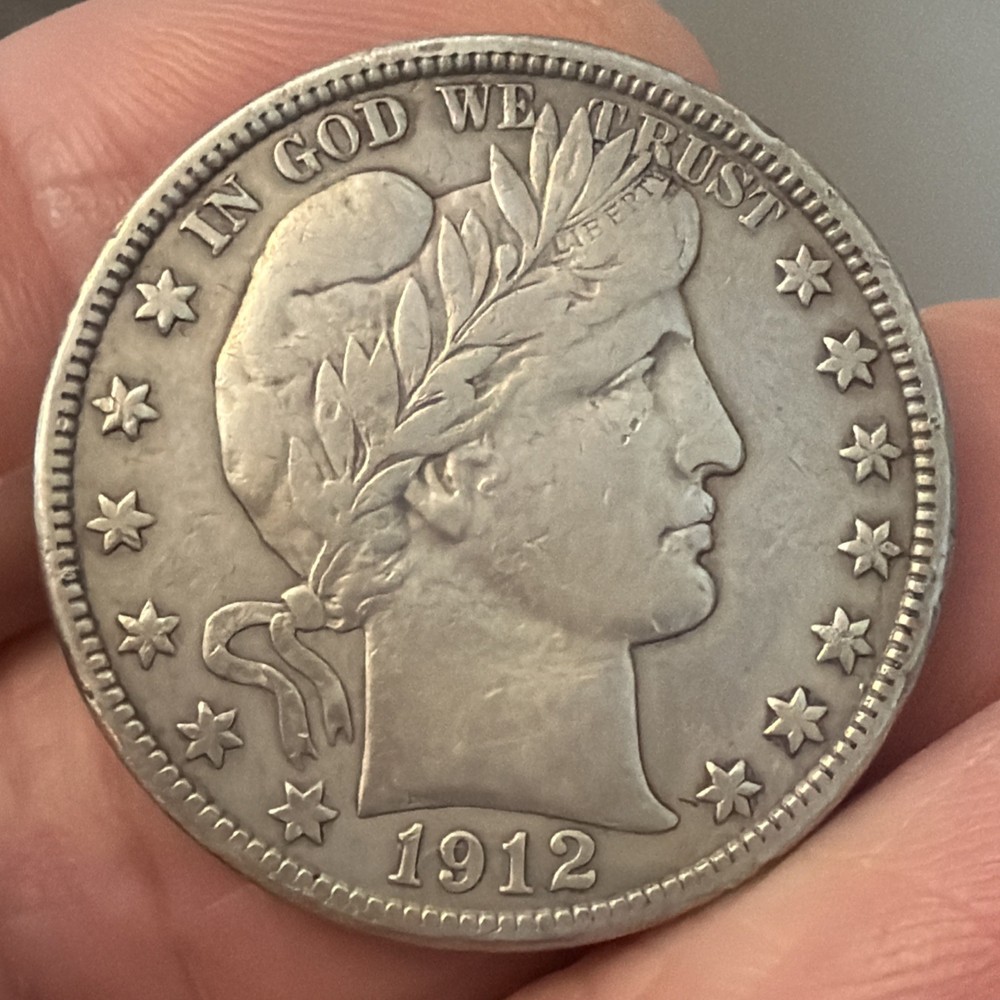 1912-D BARBER HALF DOLLAR - VF+