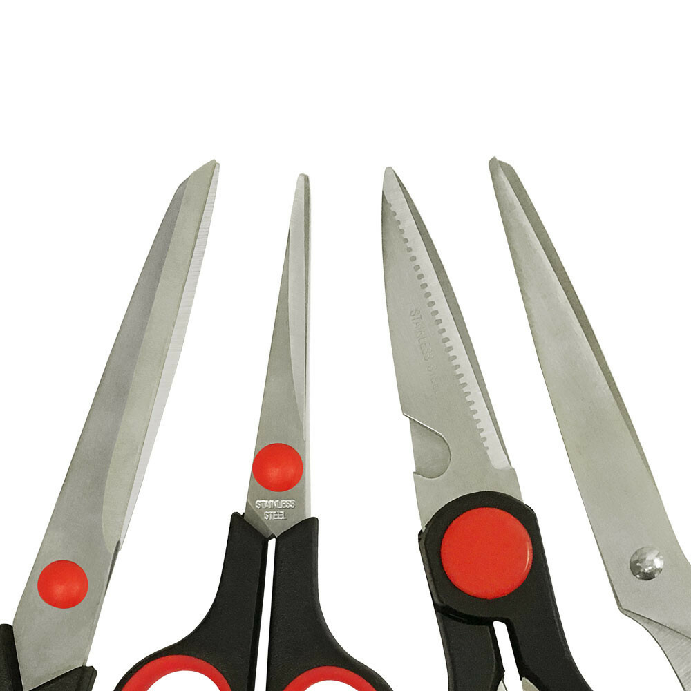 4 Pc Stainless Steel Heat Treated Assorted Scissors Set