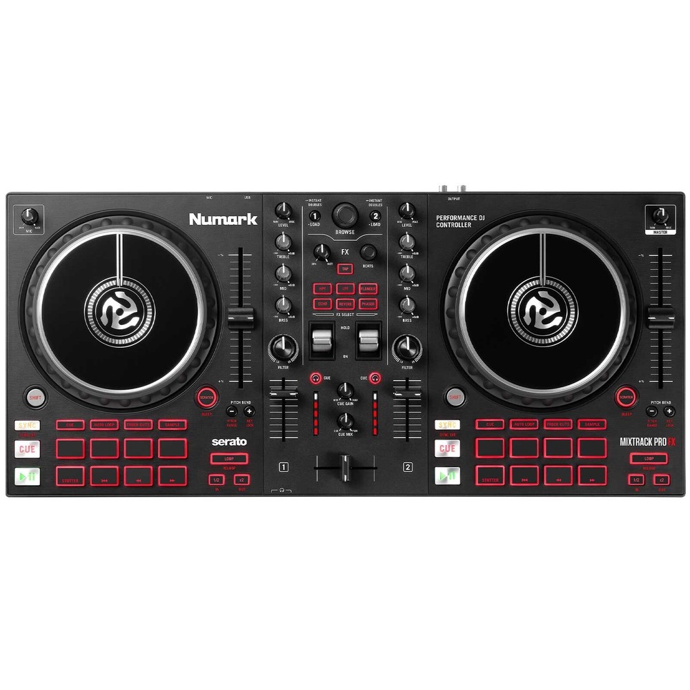 Numark Mixtrack Pro FX Effects 2-Deck Serato DJ Controller, 15" PA Speakers Pack