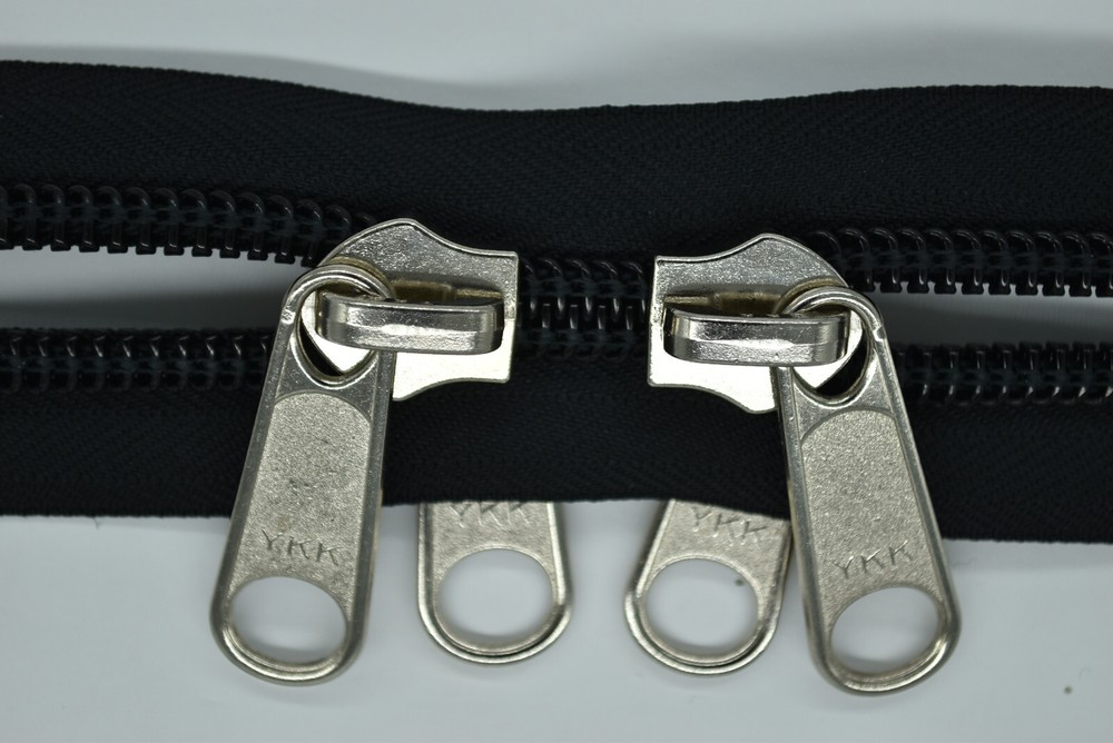 10MM X-Spiral Zipper - Black Module 2 Silver Double Handle Slide