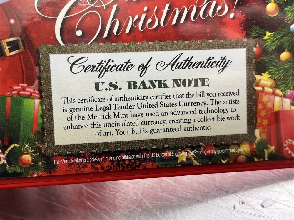 2017 Colorized ‘Merry Christmas’ $2 Bank Note