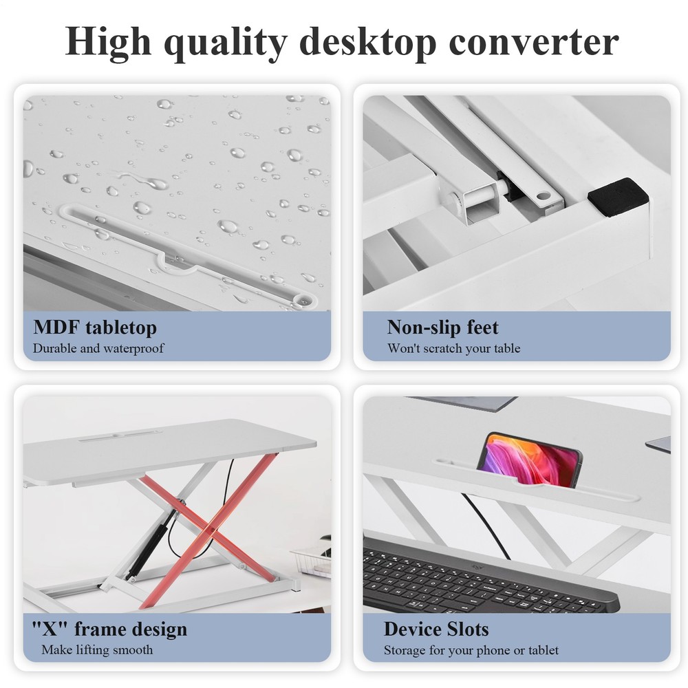 37" Standing Desk Converter - Height Adjustable Office Desk Riser