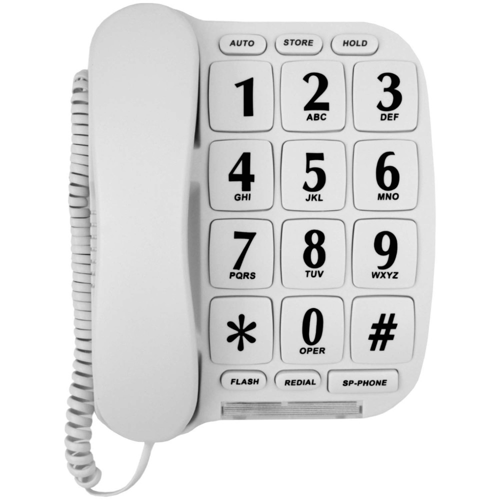Phone With Big Button for Wall or Desk with Speaker & Memory, Batteries Required