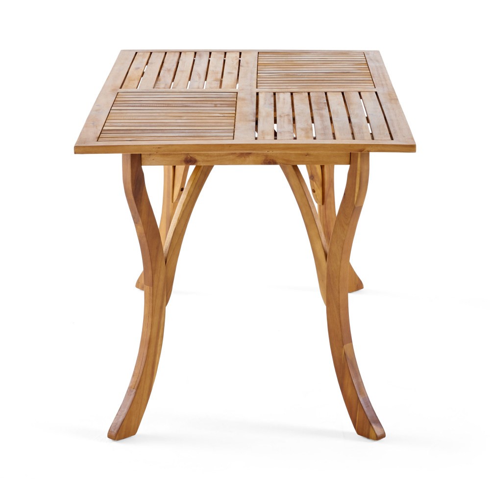 Rectangular Acacia Wood Dining Table 59" Outdoor, Teak Finish, Water Resistant