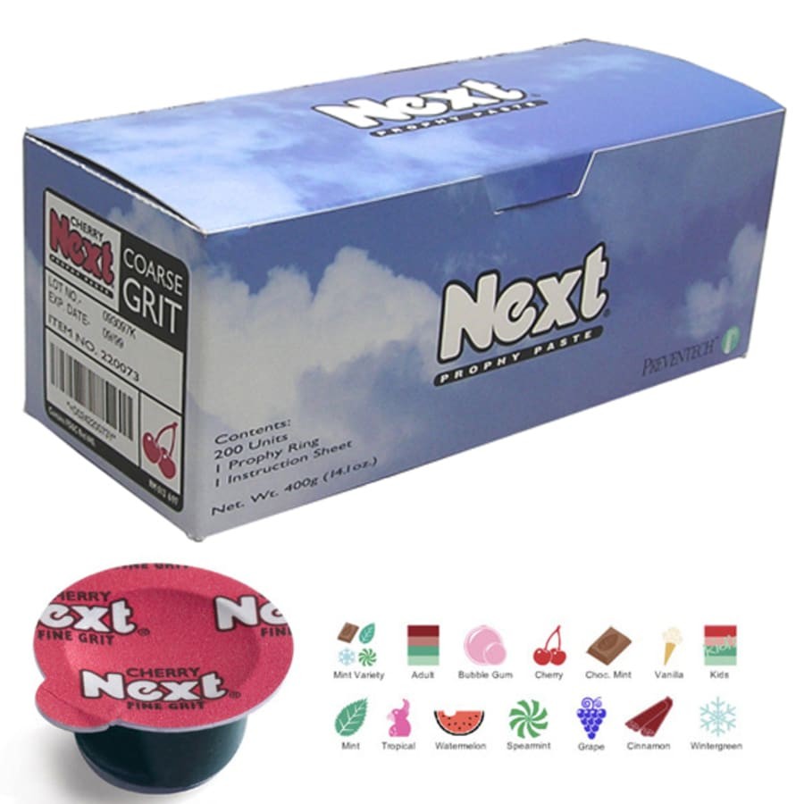 Next 200 Cups Dental Prophy Paste w/ Fluoride Fine Medium Coarse Extra Grit Mint
