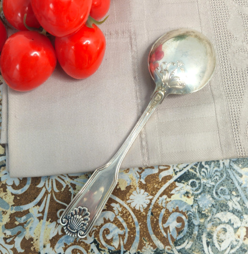 Frank Smith Fiddle Shell Auden Round Bowl Bouillon Spoon 5 ⅝" Silverware