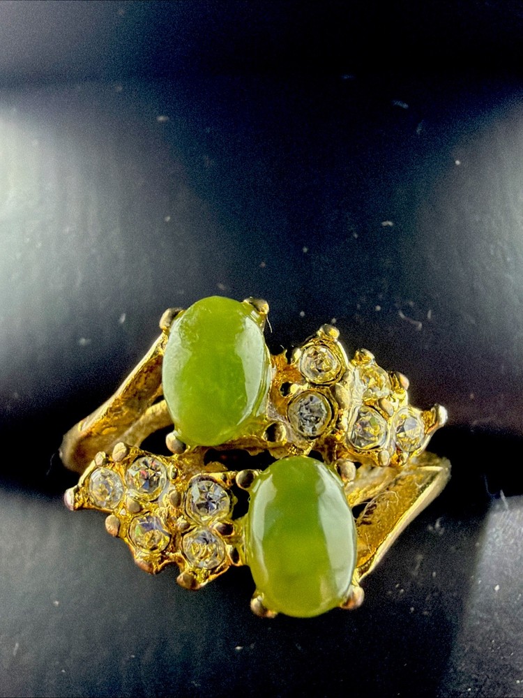 Vintage 16kt GP Jade Ring