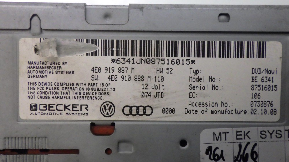 09 AUDI A4 Info Screen 4E0919887M