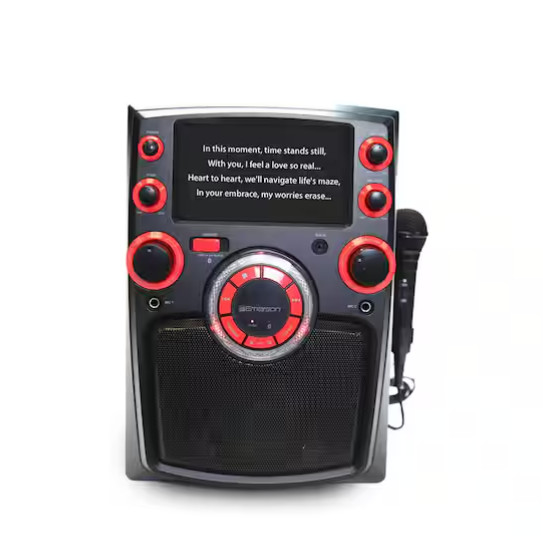 Emerson Portable Bluetooth Karaoke System w 7" LCD Display and Carrying Handle