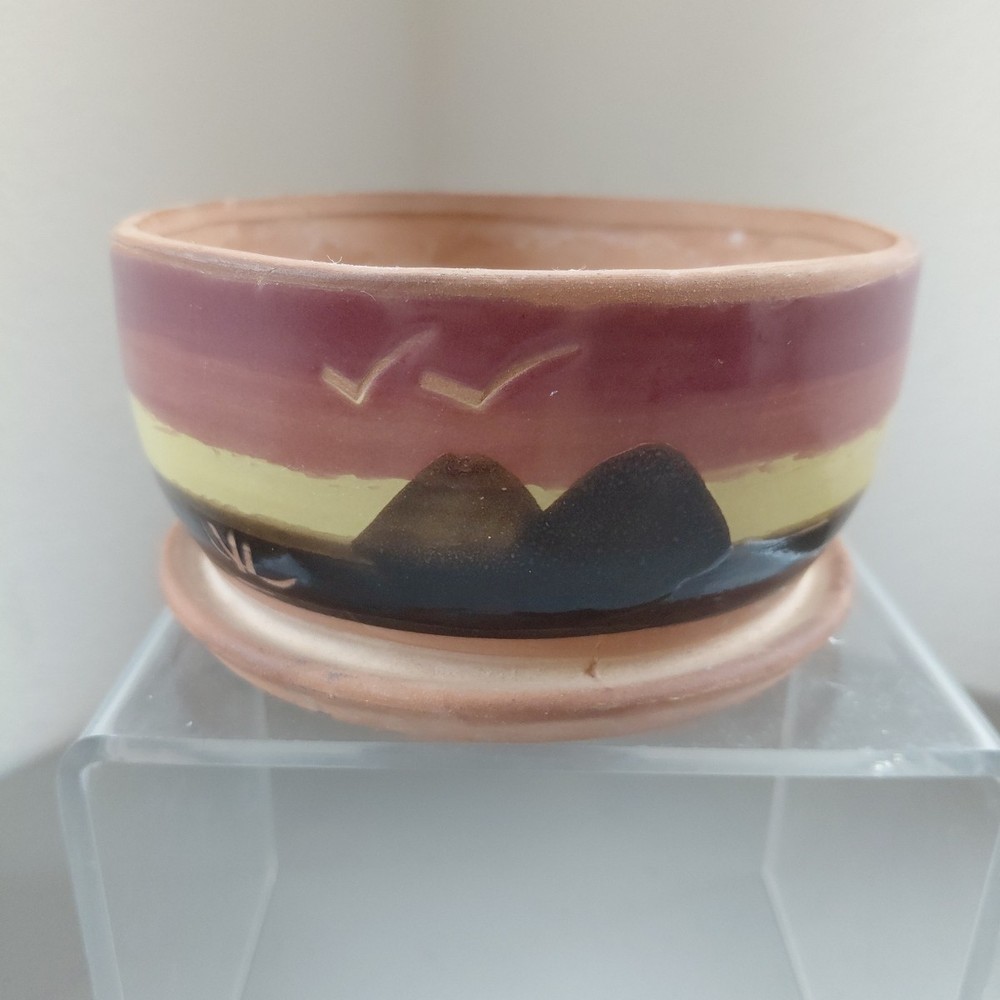 Superstition Stoneware Southwestern Desert Cactus Navajo Planter Pottery 5" VTG
