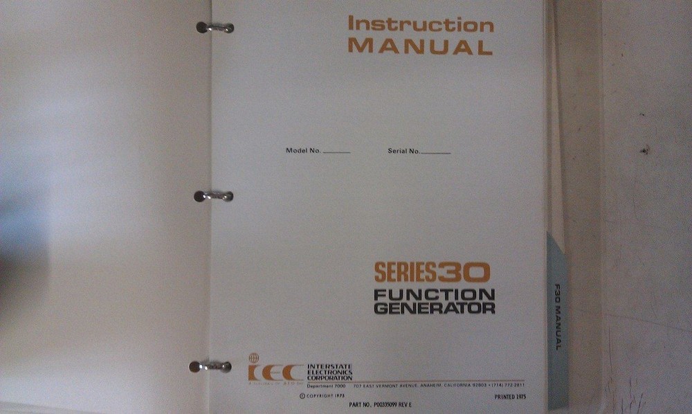 Interstate Electronics Instruction Manual Series 30