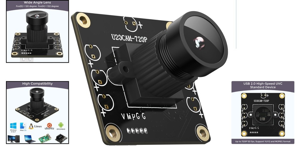 Plug and Play 720P USB 2.0 Camera - Supports Windows, Linux & Android Devices