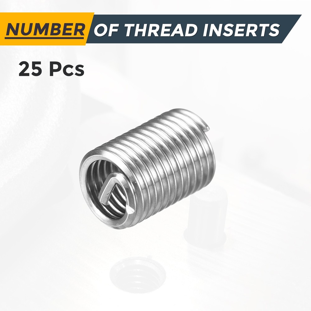 25pcs Wire Thread Inserts M6 x 1 x 2.5D Metric Helical Threaded Sleeve