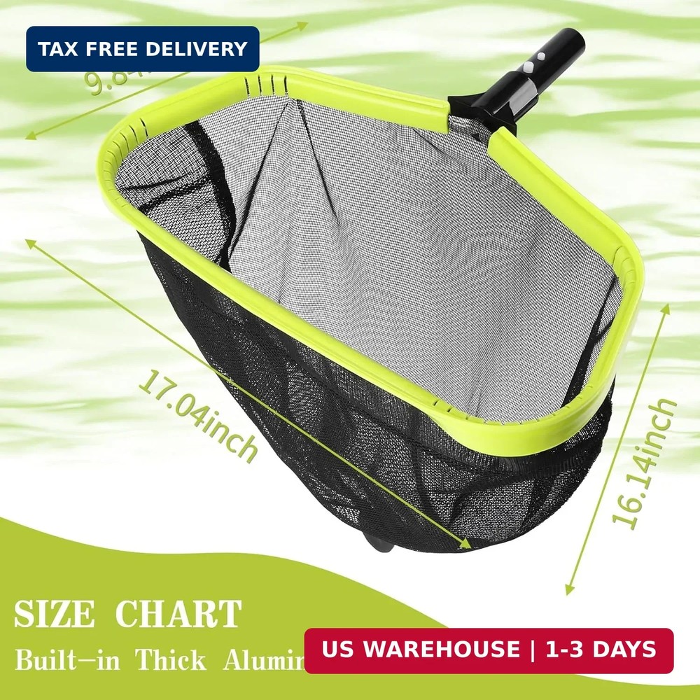 Double-Layer Deep Bag Pool Skimmer Net with Reinforced Frame - Fine Mesh Pool Le