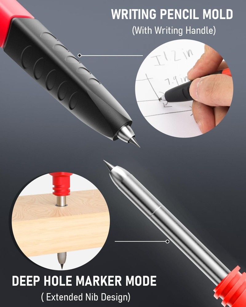 Mechanical Carpenter Pencils Set with 26 Marker RefillsDeep Hole Marker Const