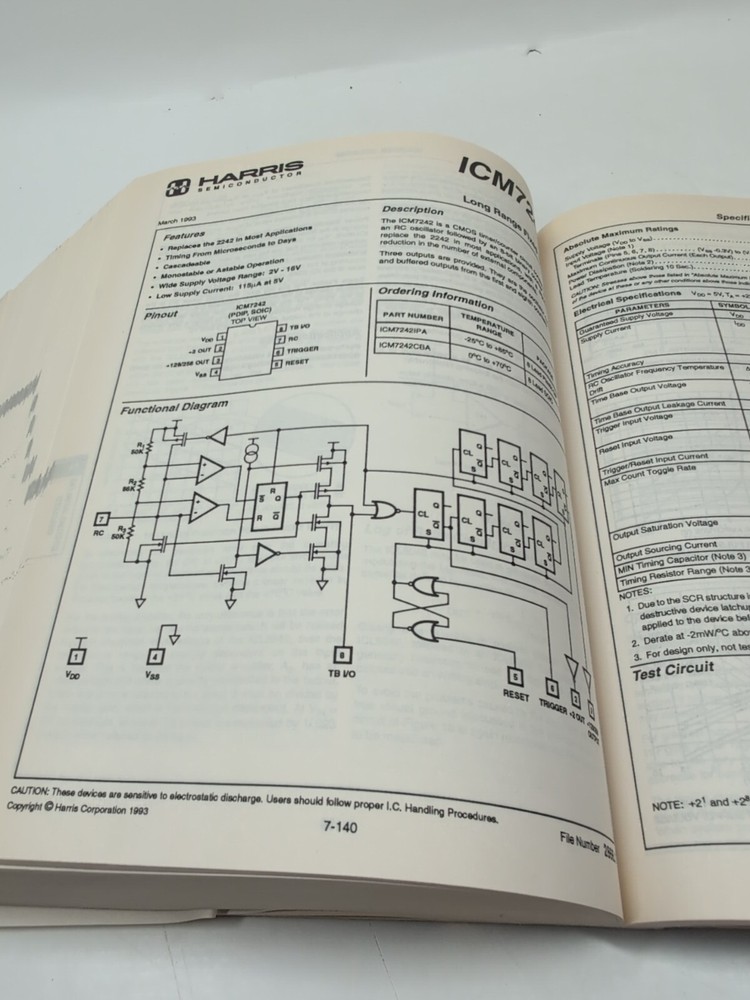 Electronics Book: Harris Semiconductor, Linear And Telecom Analog Signal 1993-94
