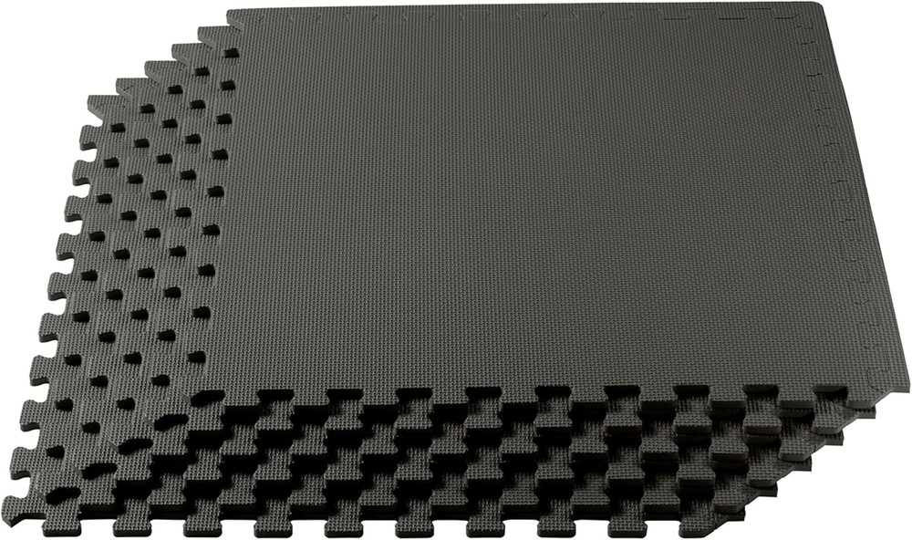 3/8" Thick Multipurpose EVA Foam Exercise Floor Mat, Interlocking Tiles, Anti-Fa