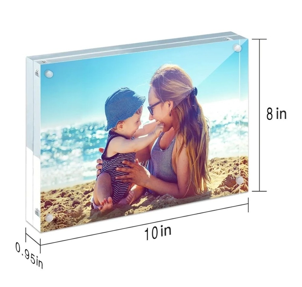 Acrylic Frames 2 Pack 8x10, 24mm Thicker Frameless Clear Frame 8x10 (Shelf2)