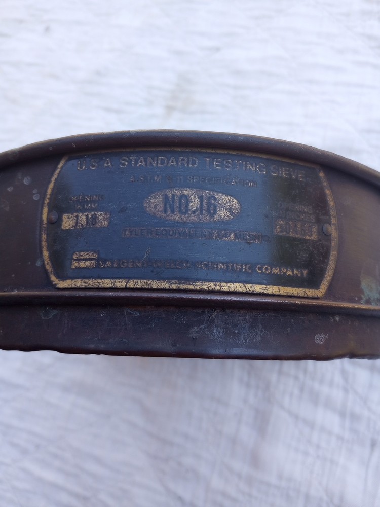 Mining Testing Sieve USA STANDARD  #16 BRASS