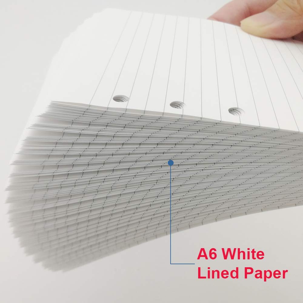 (2 Pack) A6 Lined Refill Paper, 200 Sheets/400 Pages Loose 200 Sheets, White