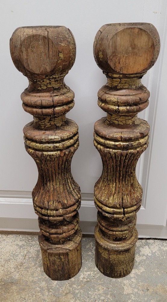 Vintage Architectural Savage Post Pair Solid Heavy Reclaimed