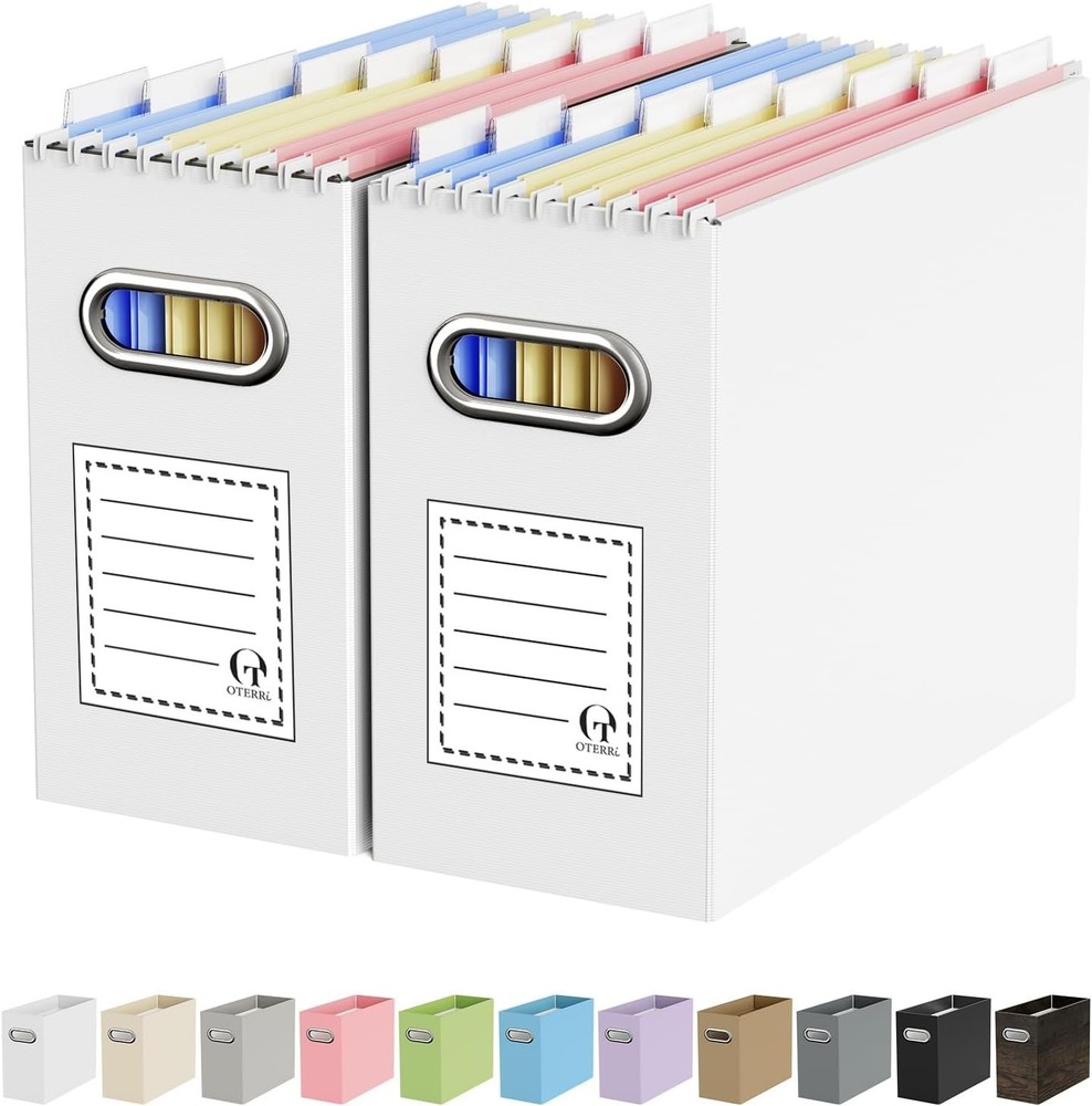 Versatile 2-Pack File Organizer Boxes for Letter Size Folders - Modern Design
