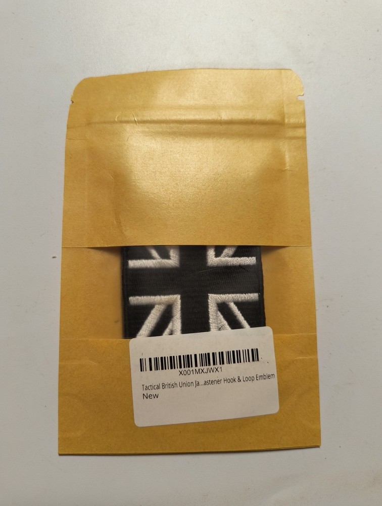 Black Tactical Union Jack Patch Emblem Embroidered Hook N Loop UK