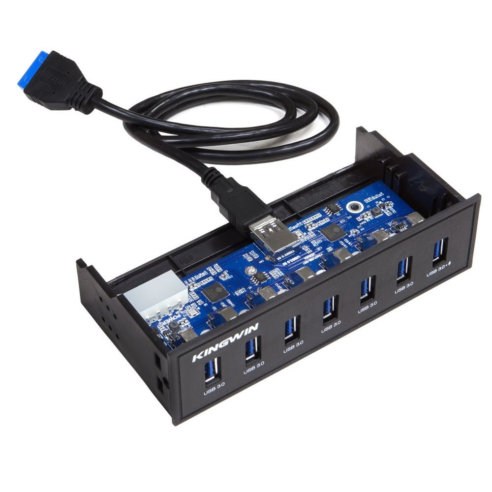 Kingwin Front Panel USB 3.0 Hub 7 Port & One Fast Charging USB 2.1A Charging ...