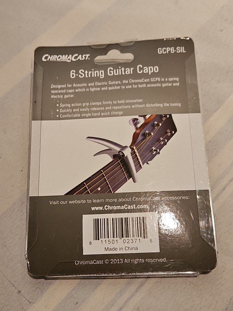 ChromaCast Silver Capo CC-GCP6-SIL Single Handed Quick Change 6 String Electric.