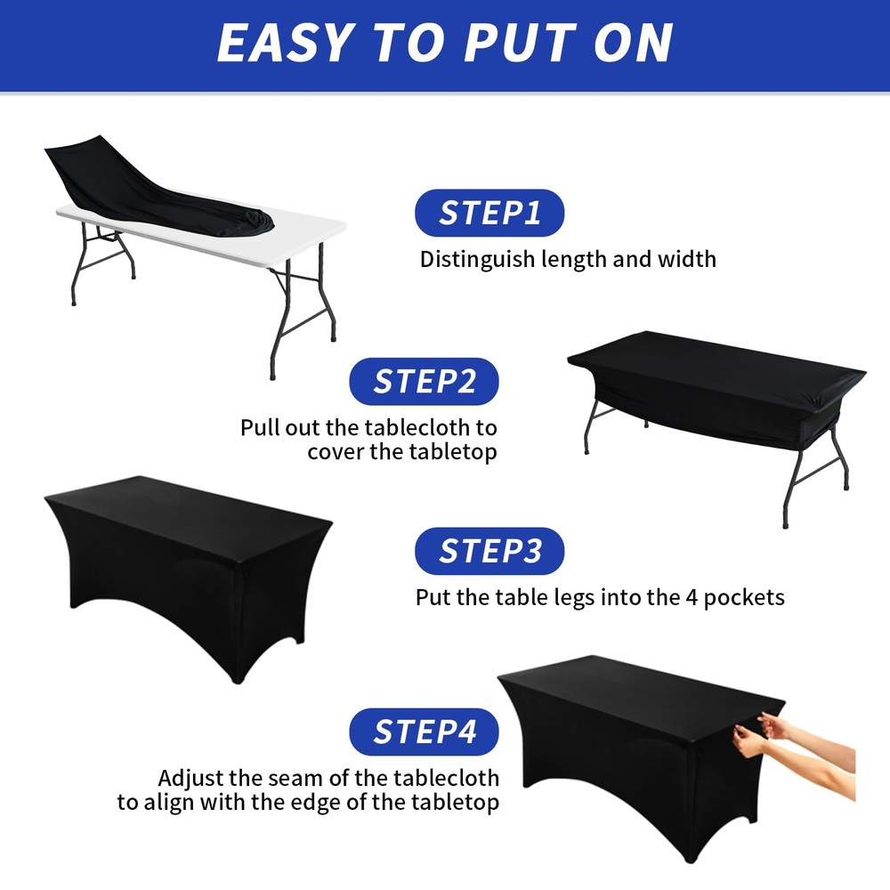 3 Pack Black Table Cloth for 6FT Rectangle Tables, Rectangular Tablecloths St...