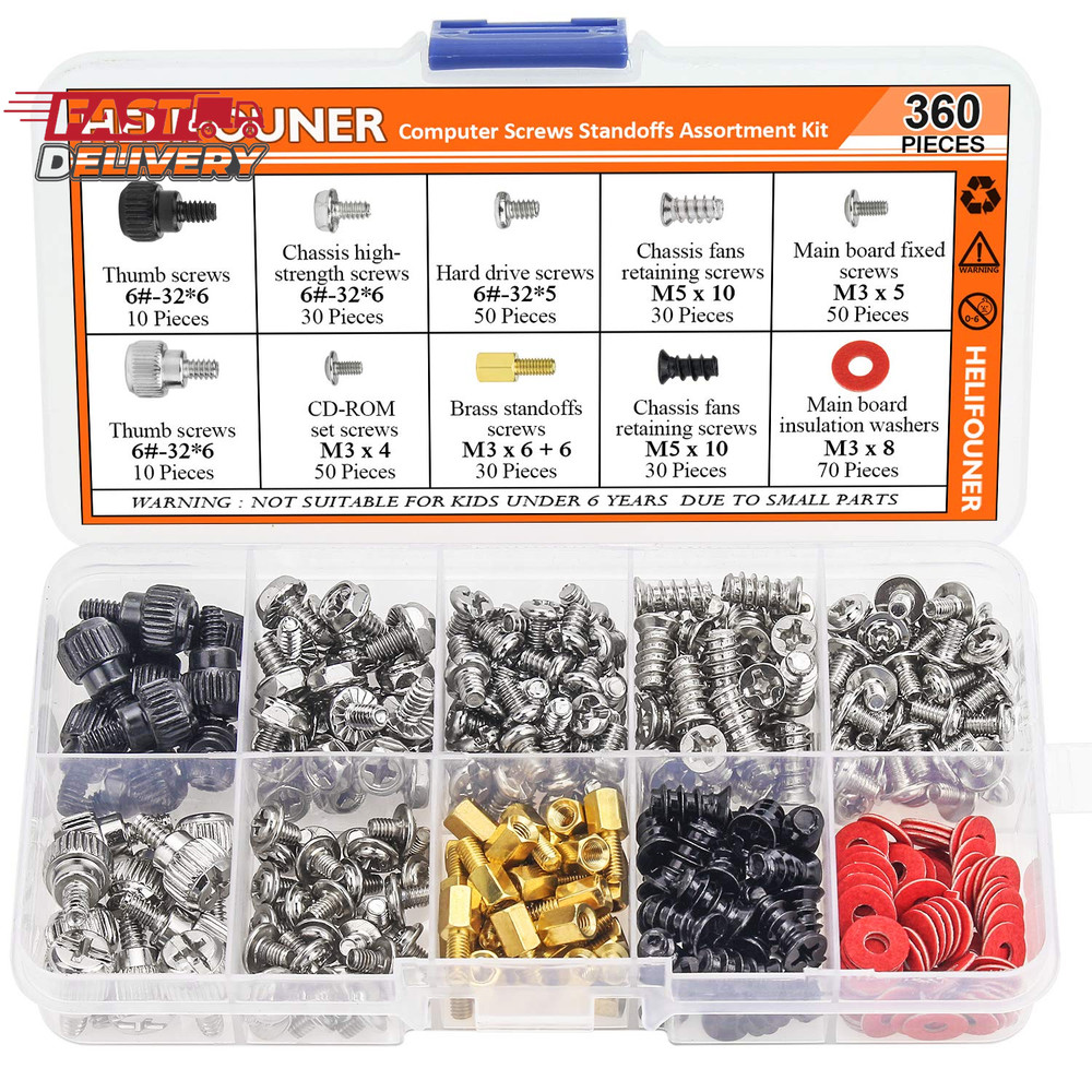 360 Pieces Computer Standoffs Screws Assortment Kit for Hard Drive Computer Case