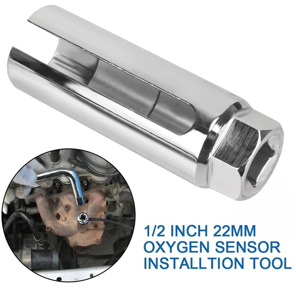Silver Car Oxygen Sensor Socket 22mm 7/8 in O2 Sensor Removal Tool Universal