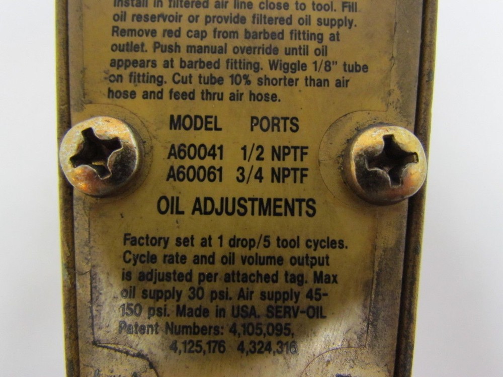 Master Pneumatic Detroit Single Point Lubricator A60061 Used
