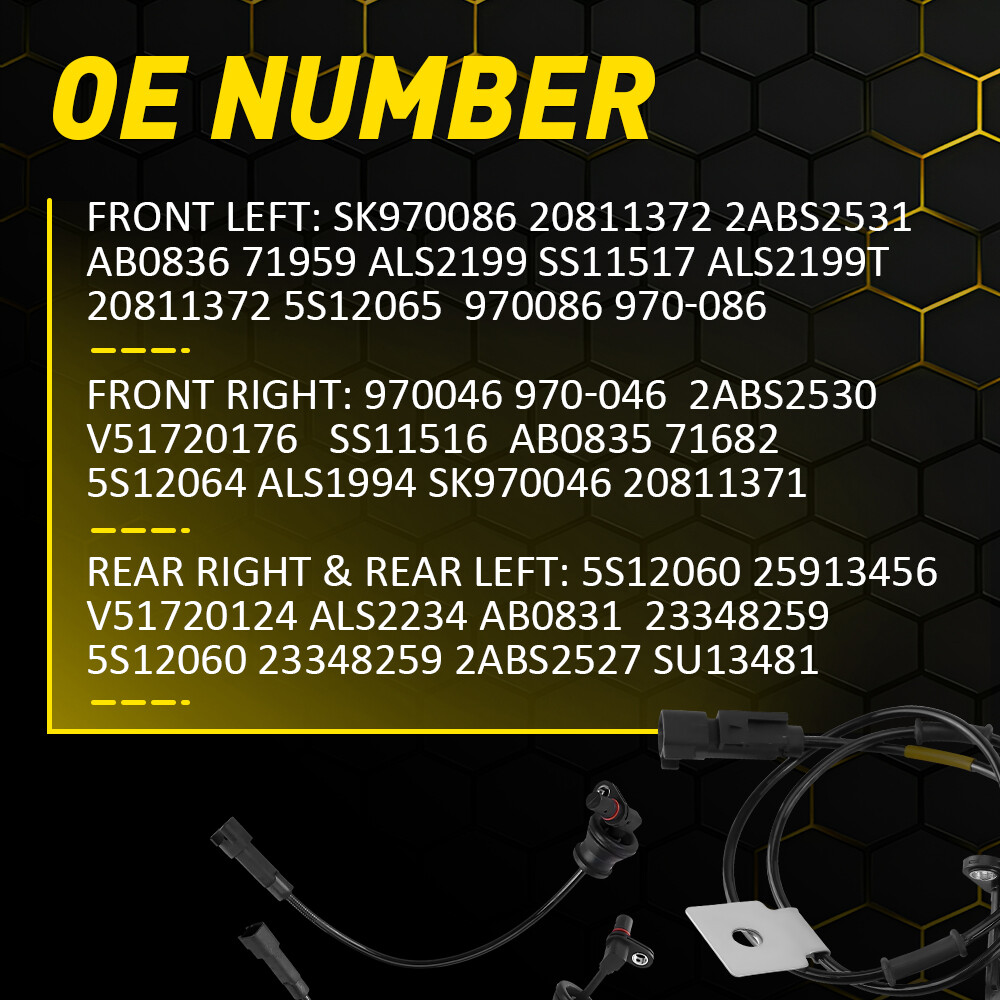 4PCS ABS Speed Sensor Set For 2010-2017 GMC Terrain Rear Front Left Right EOOK