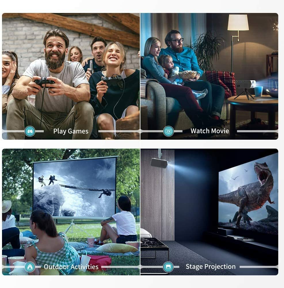 Mini Projector with 1080P Supported, Portable Projector with iOS/Android Connect
