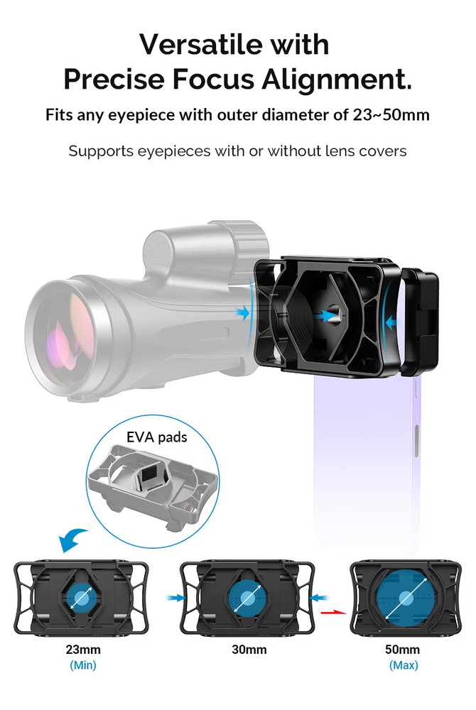 Universal Smartphone Adapter – Phone Mount for Telescope, Binoculars, Monoculars