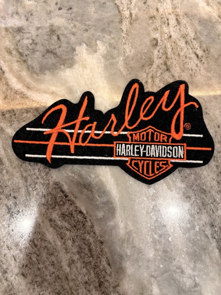 Harley-Davidson Large Back Patch Script Bar & Shield Embroidered 8" x 4"