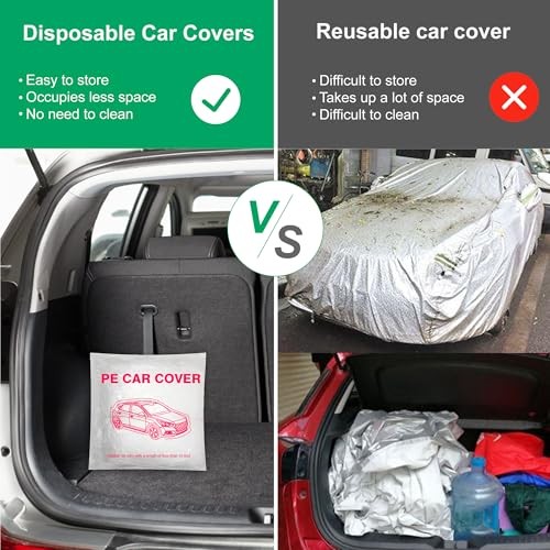 4 Pack Universal Disposable Car Covers - Waterproof Plastic Car Cover L 4Pack