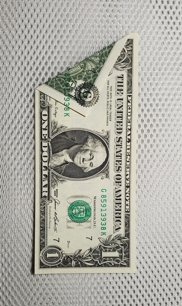 Printed Fold Error 1985 $1 FRN Error Note Nice Crisp Fold Over Error Note AU/UNC