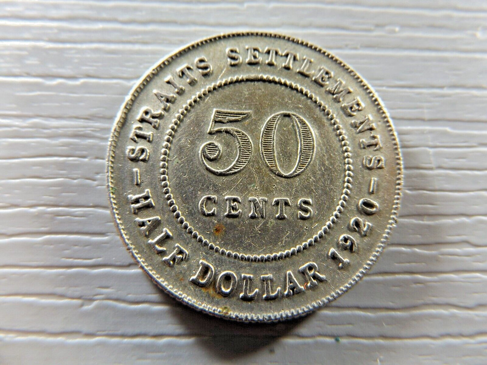 STRAITS SETTLMENTS 1920 50 Cents Half Dollar