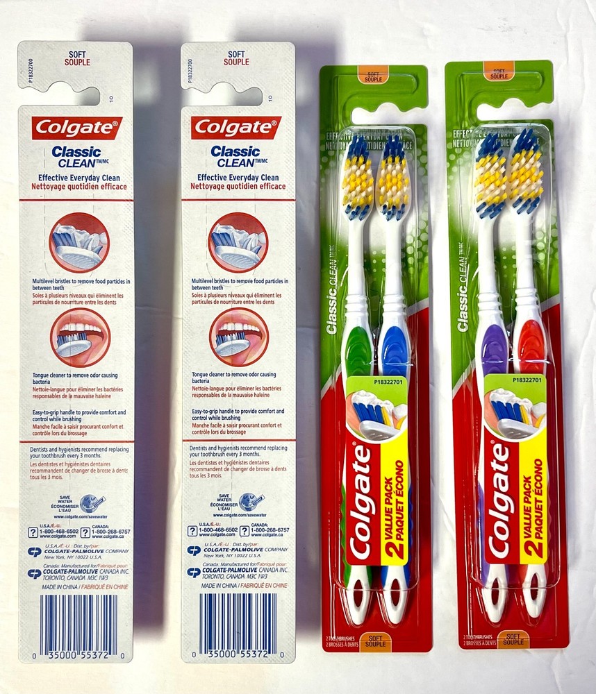 COLGATE TOOTHBRUSH CLASSIC SOFT 4 PC, TOTAL 8 PIECES